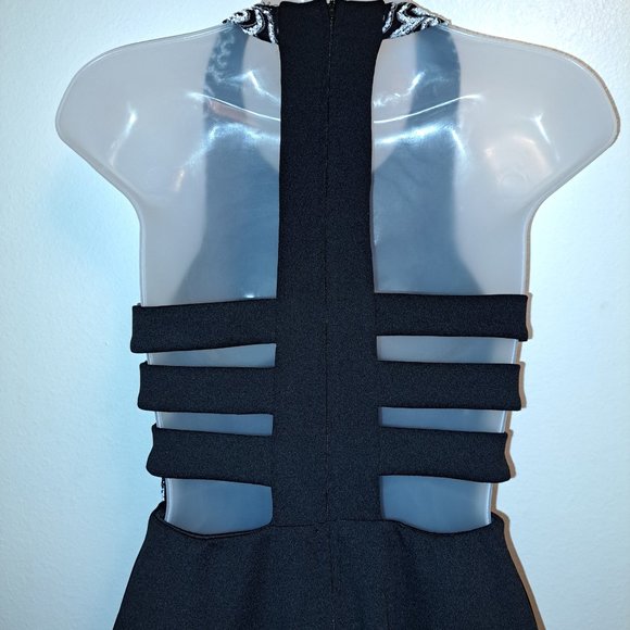 Speechless Black,White &Gray Beaded Strappy Back Fit and Flare Dress Size 3 - Picture 6 of 9